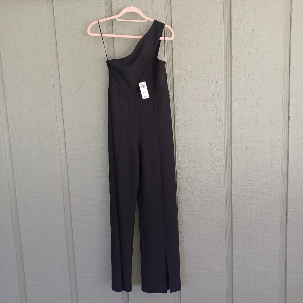 Abercrombie And Fitch One Shoulder Cutout Jumpsuit Size S Women Slit Legs Black
